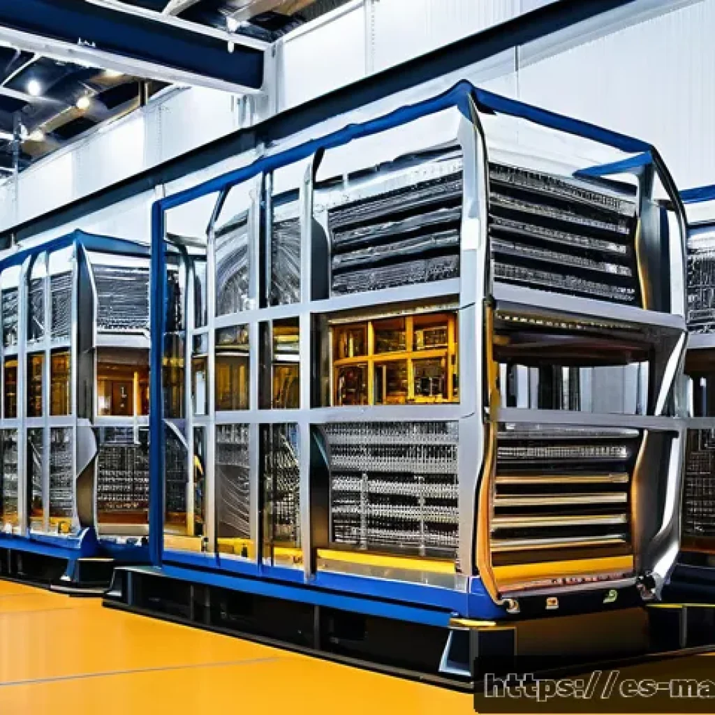 금속 재료 공학 - A futuristic aerospace manufacturing facility showcasing advanced titanium-aluminum alloy structures...