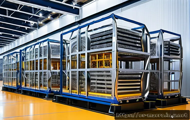 금속 재료 공학 - A futuristic aerospace manufacturing facility showcasing advanced titanium-aluminum alloy structures...