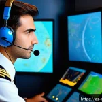 Home 20 항공사 자격증 - A professional pilot in a modern flight school classroom, wearing a certified aviation uniform and h...